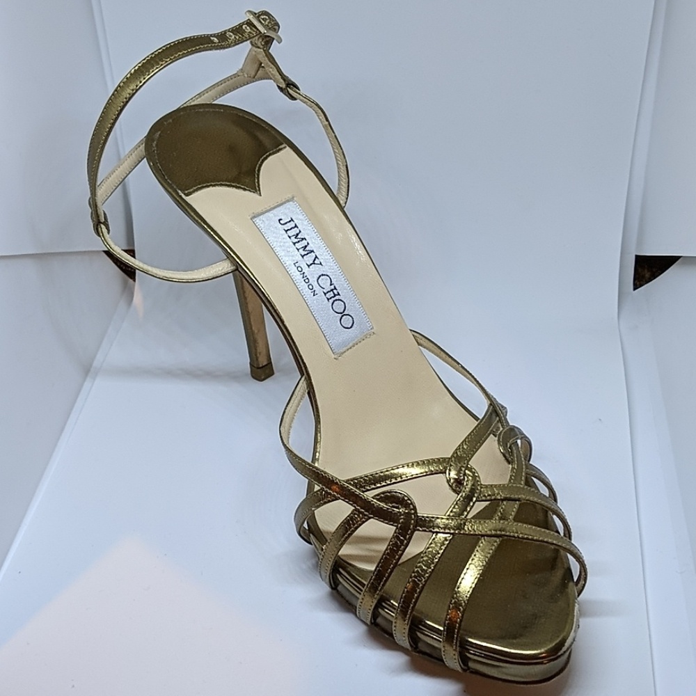 JIMMY CHOO Mimi Metallic BRONZE Leather Sandals